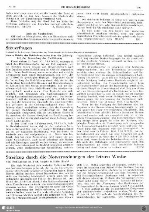 Streifzug durch die Notverordnungen der letzten Woche