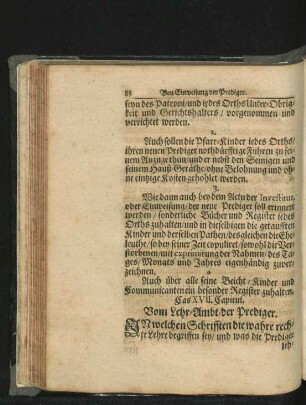 Das XVII. Capitul. Vom Lehr-Ambt der Prediger.