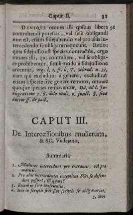 Caput III. De Intercessionibus mulierum, & SC. Vellejano.