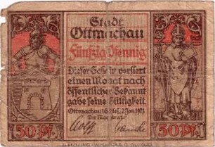 Notgeld der Stadt Ottmachau in Schlesien