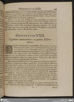 Observatio XXII. Leguntur enunciationes, in quibus Distractiones