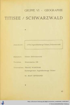 Gruppe VI Geographie Titisee/Schwarzwald