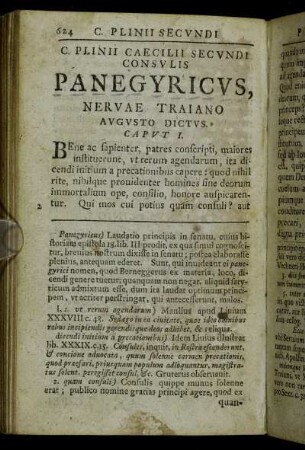 C. Plinii... Secundi...Panegyricus, Nervae Traiano Augusto Dictus.
