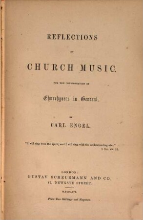 Reflections on church music : For the consideration of churchgoers in general