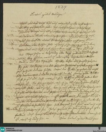 Brief von Vinzenz Lachner an seine Frau vom 18.08.1839 - K 2917, 1