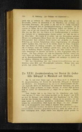 ¬Die¬ XXXI. Hauptversammlung des Vereins für Herbartische Pädagogik in Rheinland und Westfalen