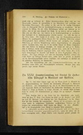 ¬Die¬ XXXI. Hauptversammlung des Vereins für Herbartische Pädagogik in Rheinland und Westfalen
