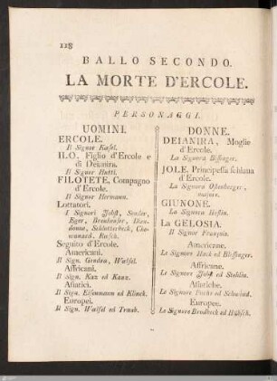 Ballo Secondo. La Morte D'Ercole. / Second Ballet. La Mort D'Hercule.