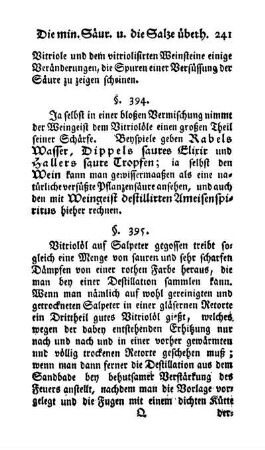 Vitriolsäure und Salpeter: Salpetersäure und Bestandtheile des Salpeters (§§. 395-402)