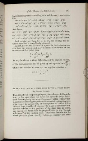 On the rotation of a solid body round a fixed point.