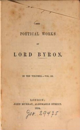 The poetical works of Lord Byron : In 10 vol., 3