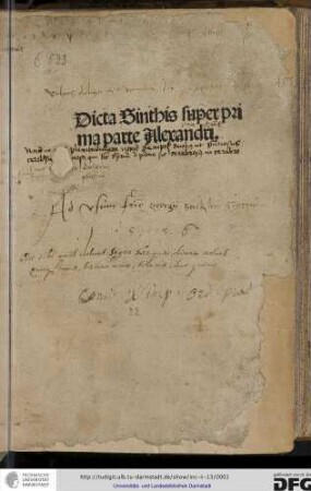 Dicta Sinthis super prima parte Alexandri