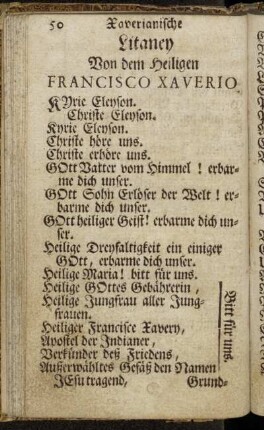 Litaney Von dem Heiligen Francisco Xaverio.