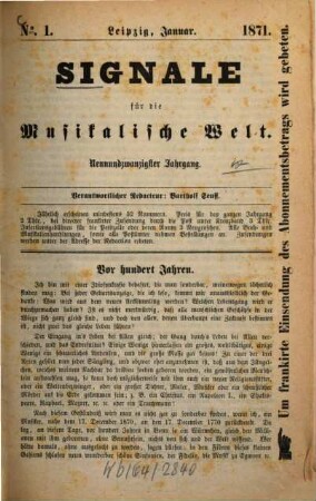 Signale für die musikalische Welt. 29 (1871)
