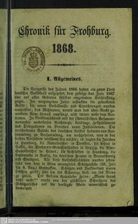 1868: Chronik von Frohburg und Umgebung