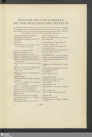 Register Der Verlagswerke Des Bibliographischen Instituts