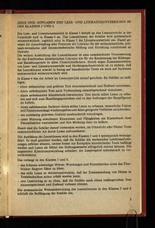 Ziele und Aufgaben des Lese- und Literaturunterrichts in den Klassen 5 und 6