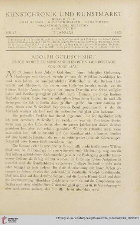 Neue Folge 34 = Jahrgang 58: Adolph Goldschmidt