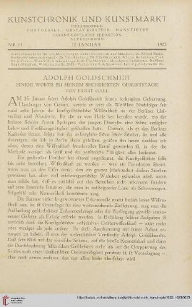 Neue Folge 34 = Jahrgang 58: Adolph Goldschmidt