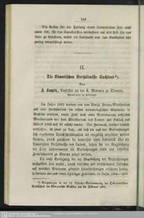 IX. Die klimatischen Verhältnisse Sachsens.