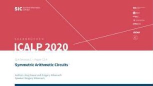 Symmetric Arithmetic Circuits: Q/A Session C - Paper C2.A