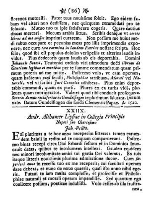 XXIIX. Andr. Althamer Lipsiae in Collegio Principis Nepoti suo Charissimo Joh. Pellio