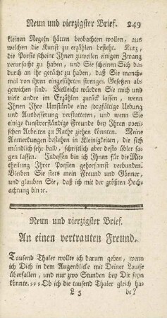Neun und vierzigster Brief. An einen vertrauten Freund