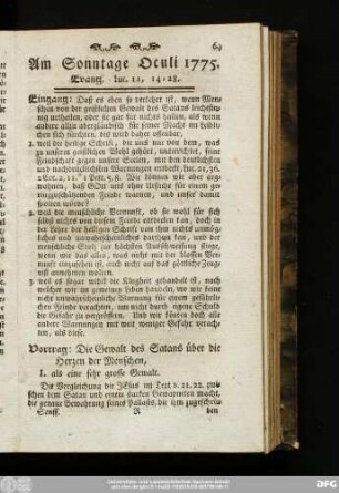 Am Sonntage Oculi 1775. Evang. Luc. 11, 14 - 28.