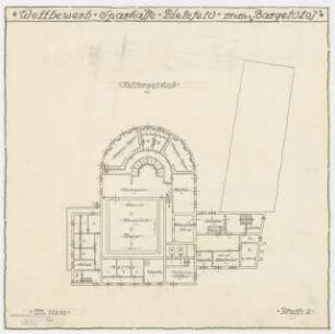 Wettbewerb Stadtsparkasse Bielefeld: Grundriss Kellergeschoss 1:200