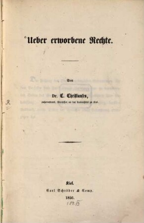 Über erworbene Rechte