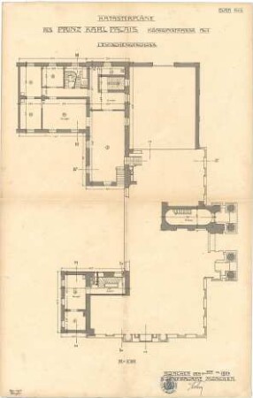 Landbauamt München; München; Prinz-Carl-Palais, Umbauten - Grundriss 1. Zwischengeschoss