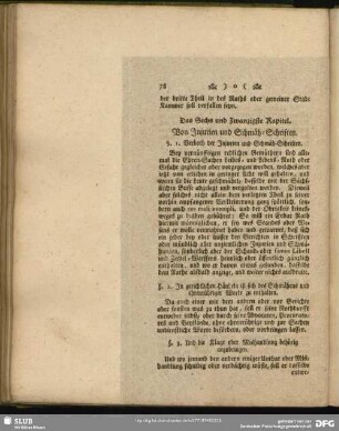 Das Sechs und Zwanzigste Kapitel. Von Injurien und Schmäh-Schriften