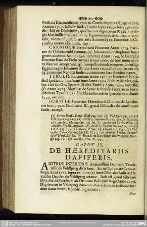 Caput IX. De Haereditariis Dapiferis