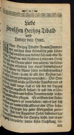Liebe Zwischen Hertzog Tibald und Lettice von Hort.