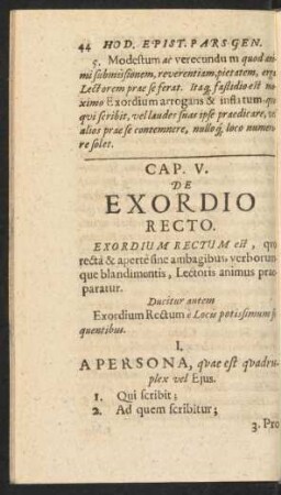 Cap. V. De Exordio Recto.