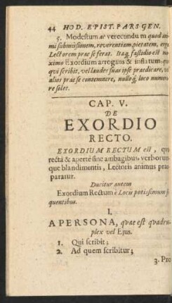Cap. V. De Exordio Recto.