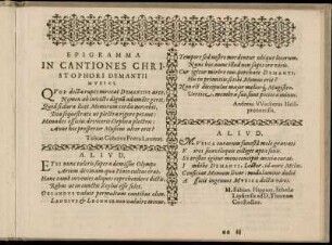 Epigramma In Cantiones Christophori Damantii Musici