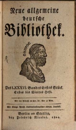 Neue allgemeine deutsche Bibliothek. 86. 1804