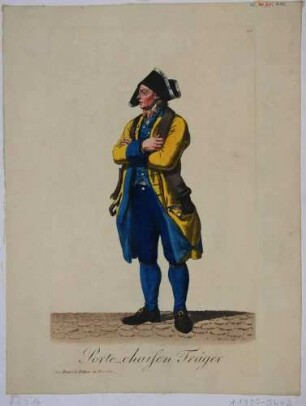 Ein Chaisenträger in Dresden in typischer Uniform, Blatt 15 aus der Folge von Kostümen in Sachsen bei Rittner 1803-1808