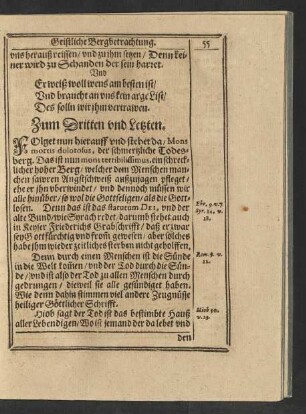 Zum Dritten und Letzten. [... der schmertzliche Todesberg...]