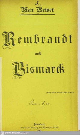 Rembrandt und Bismarck
