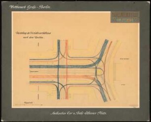Wettbewerb Groß-Berlin 1910 Hallesches Tor und Belle-Alliance-Platz: Lageplan der Verkehrsverhältnisse am Halleschen Tor nach dem Umbau 1:200