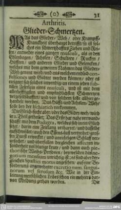 Arthritis. Glieder-Schmertzen