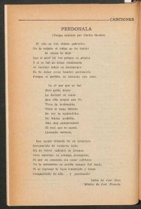Perdonala : (Tango cantado por Carlos Gardel)