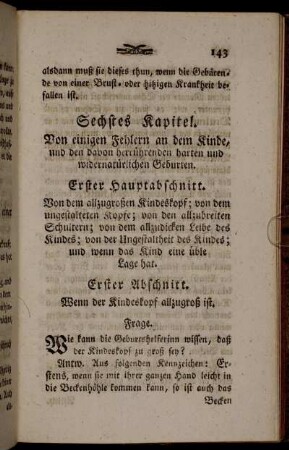 Sechstes Kapitel. Von einigen Fehlern an dem Kinde, [...].
