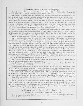 6. Vermehrung der Lehrmittel im Jahre 1910.