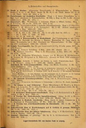 Lager-Verzeichnis ..., 103. Deutsche Sprache und Litteratur : Kulturgeschichte, Volks- und Altertumskunde ; enthaltend die Bibliothek des Professor Dr. R. Bechstein, weil. Professor der Germanistik an der Universität Rostock i/M.