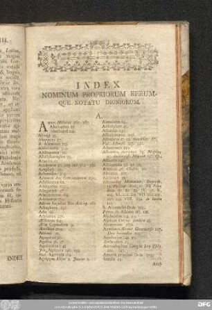 Index Nominum Propriorum Rerumque Notatu Digniorum.