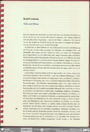 Holz und Hölzer