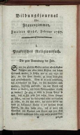 Zweites Stück, Februar 1787